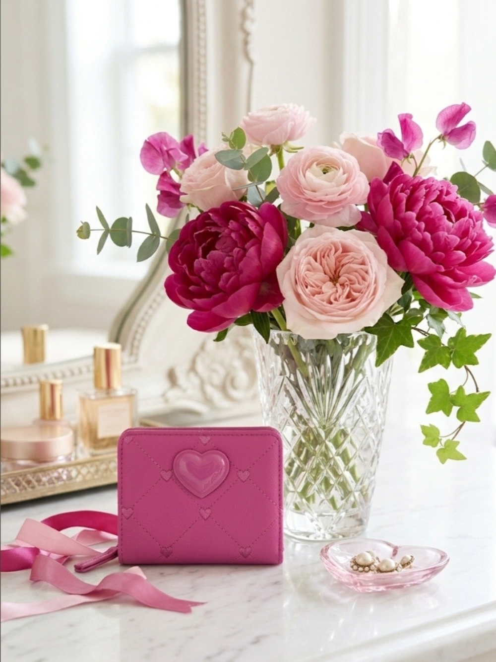Pink Heart Zip Wallet - Women Accessories